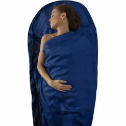 Sea to Summit Silk Stretch Liner Mummy with Hood & Box Foot navy blue